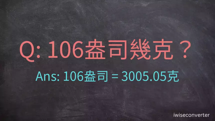 106盎司幾公克？106盎司幾克？