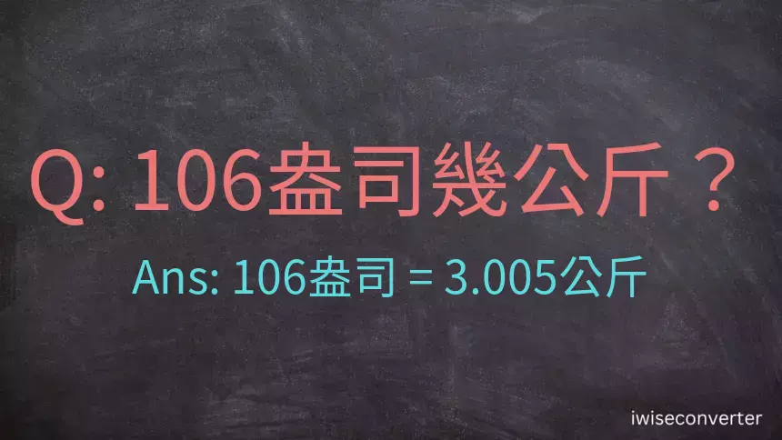 106盎司幾公斤？