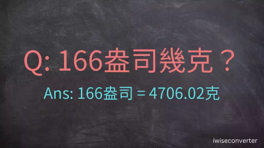 166盎司幾公克？166盎司幾克？