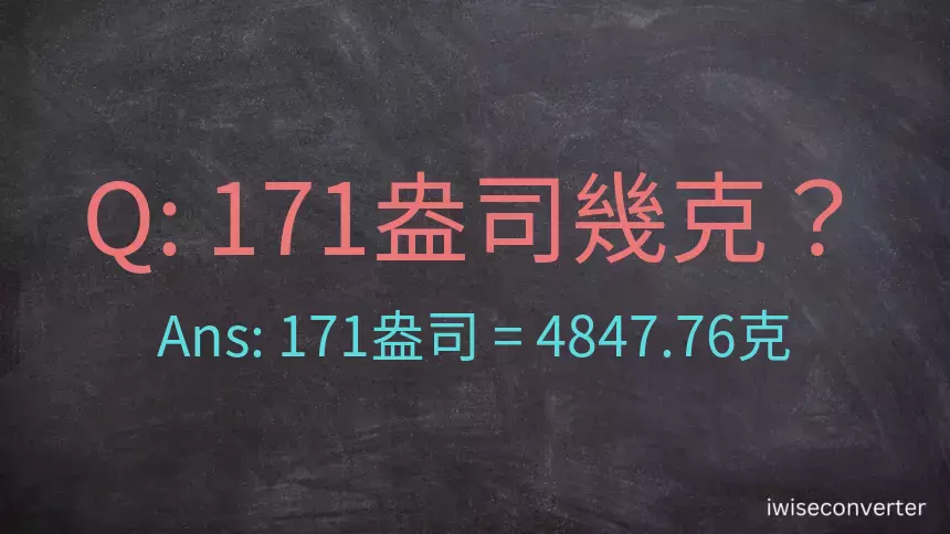 171盎司幾公克？171盎司幾克？