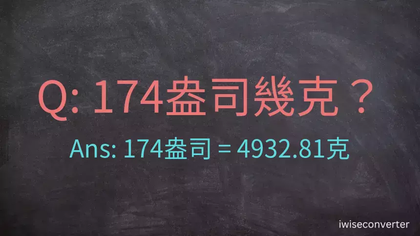 174盎司幾公克？174盎司幾克？