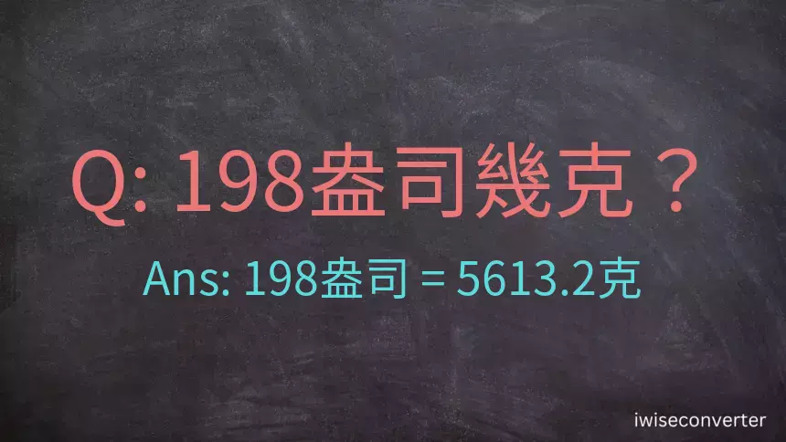 198盎司幾公克？198盎司幾克？