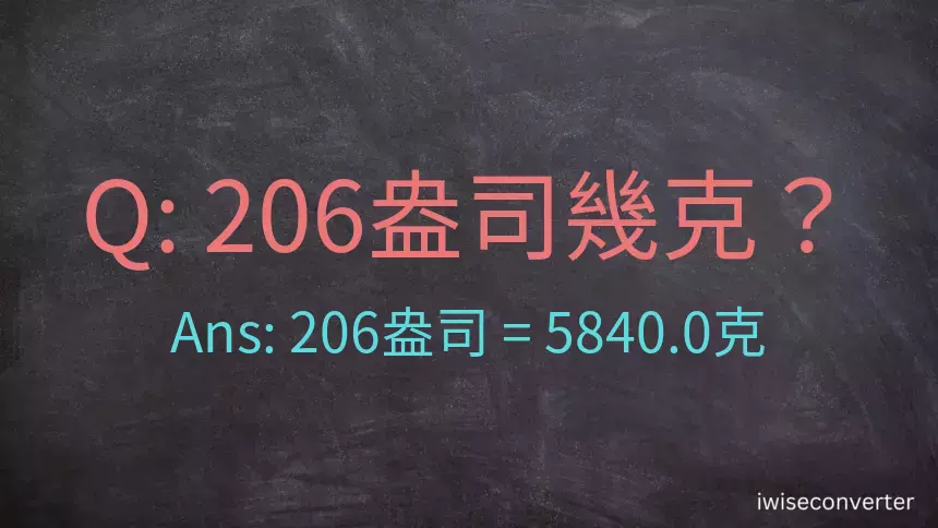 206盎司幾公克？206盎司幾克？