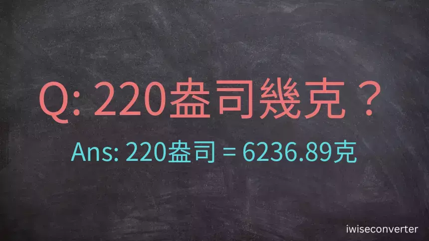 220盎司幾公克？220盎司幾克？