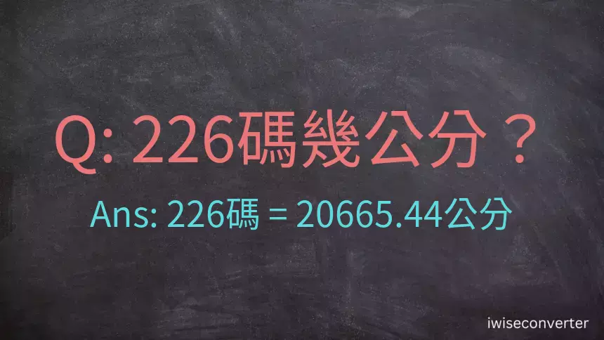 226碼幾公分？