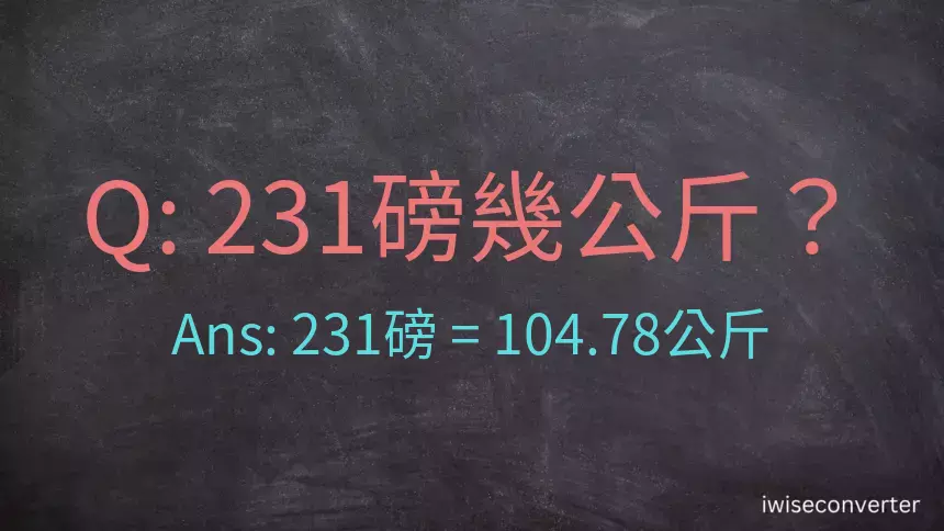 231磅幾公斤？