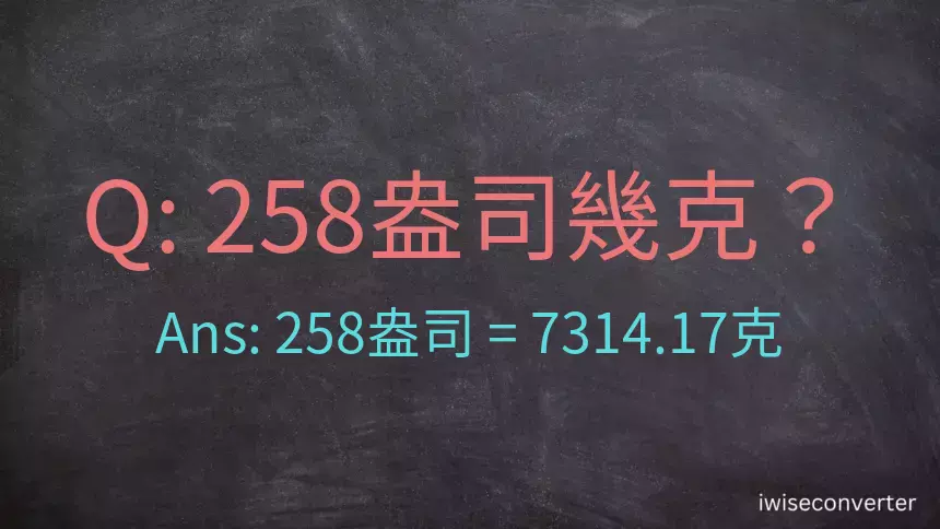 258盎司幾公克？258盎司幾克？