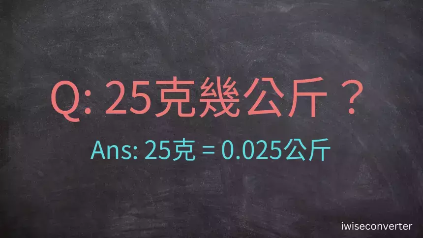 25克是多少公斤？