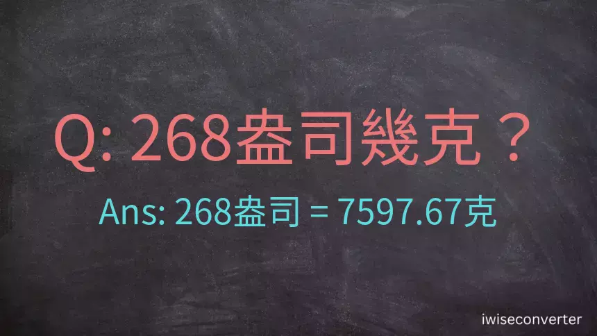 268盎司幾公克？268盎司幾克？