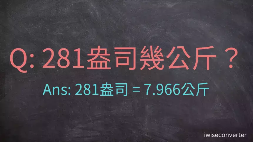 281盎司幾公斤？