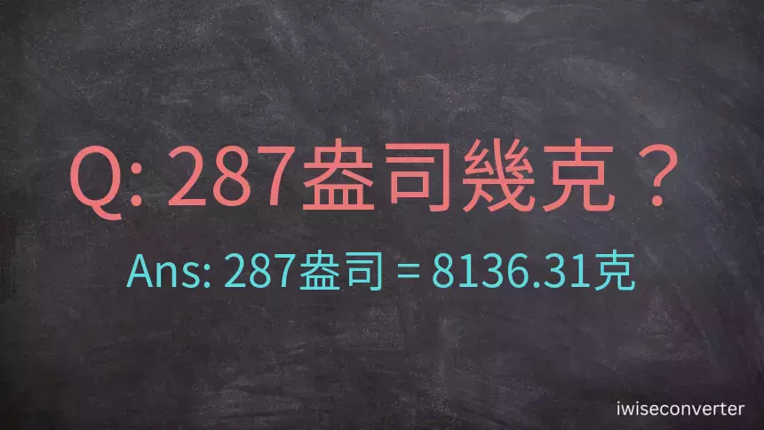 287盎司幾公克？287盎司幾克？