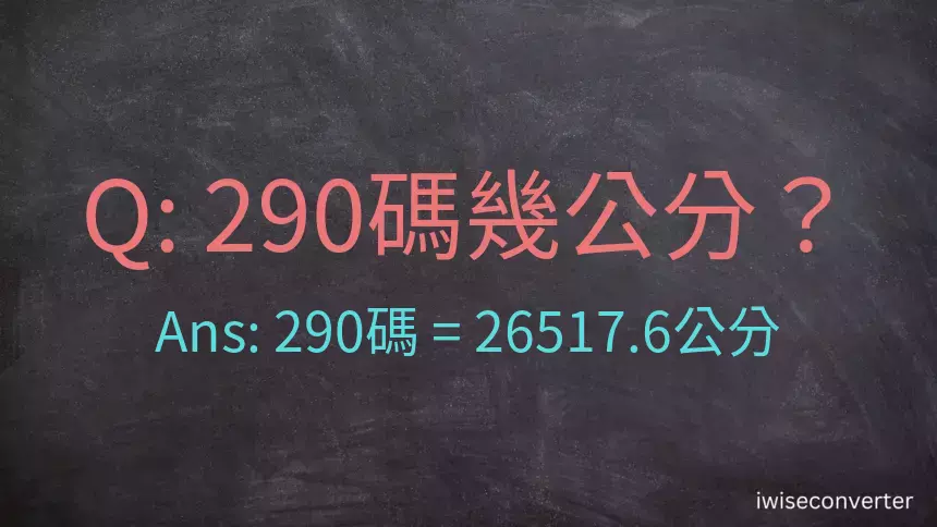 290碼幾公分？