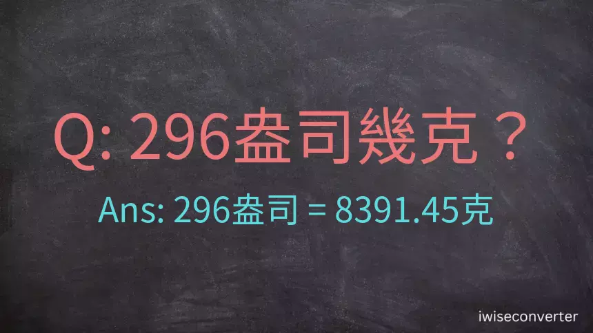 296盎司幾公克？296盎司幾克？