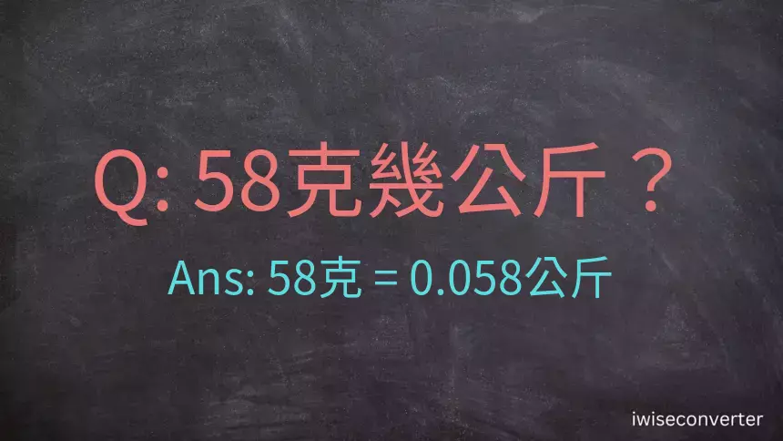 58克是多少公斤？