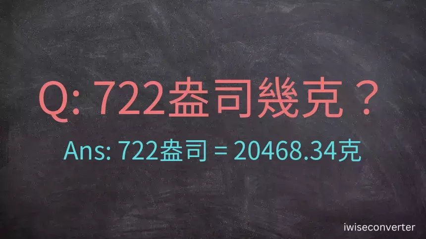 722盎司幾公克？722盎司幾克？