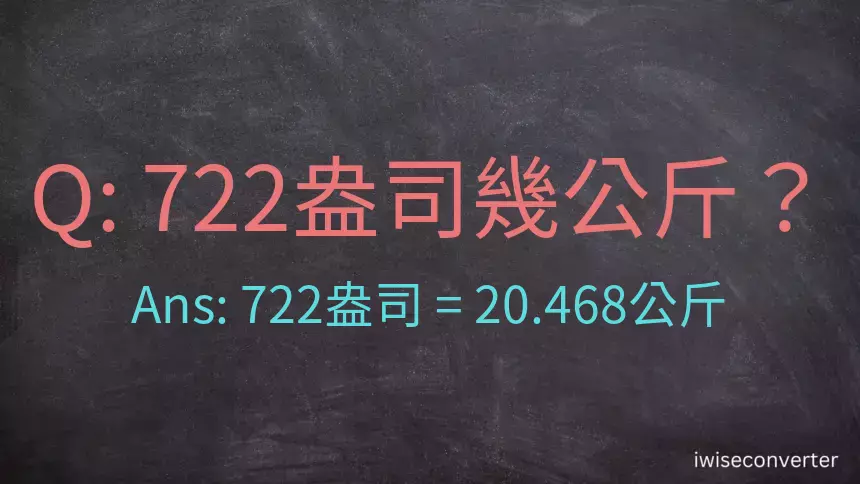 722盎司幾公斤？