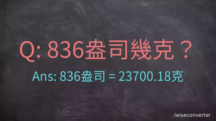 836盎司幾公克？836盎司幾克？