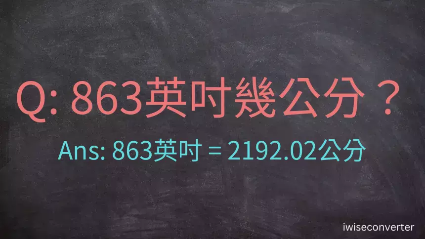 863英吋幾公分？