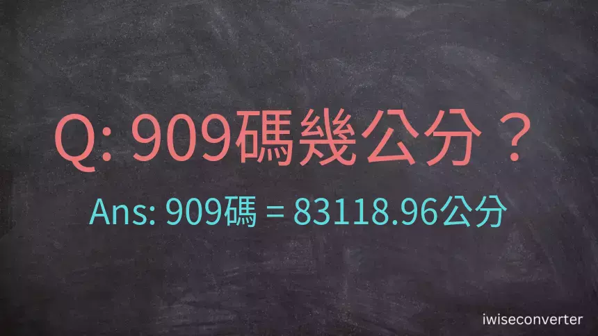 909碼幾公分？