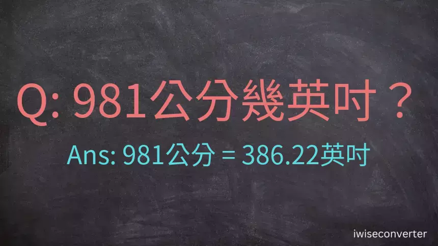 981公分幾英吋？