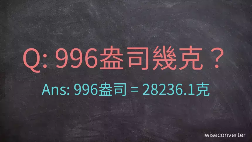 996盎司幾公克？996盎司幾克？