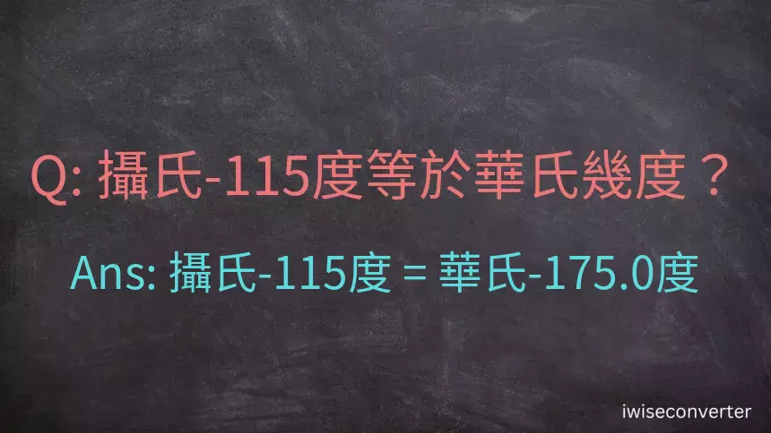 攝氏-115度等於華氏幾度？