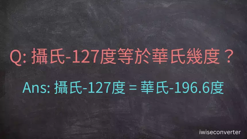 攝氏-127度等於華氏幾度？