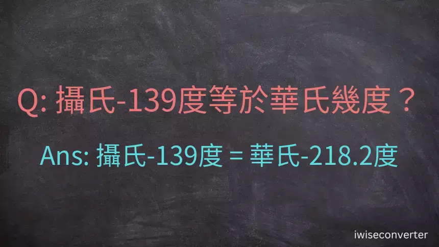 攝氏-139度等於華氏幾度？