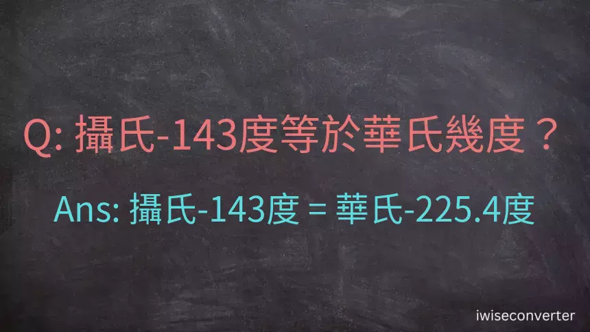 攝氏-143度等於華氏幾度？