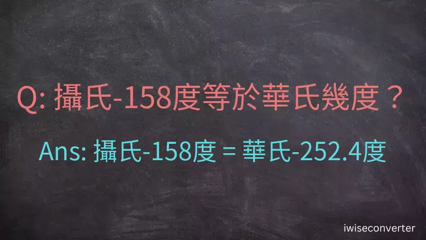 攝氏-158度等於華氏幾度？