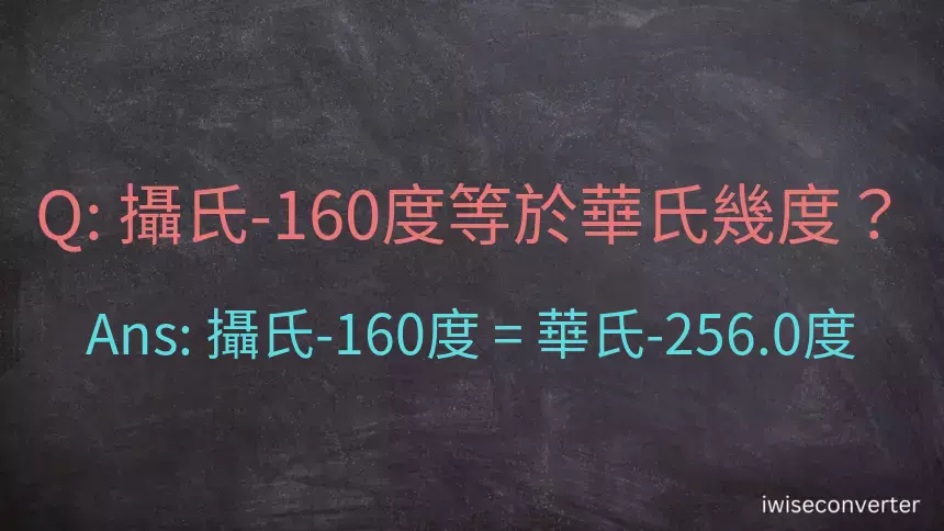 攝氏-160度等於華氏幾度？