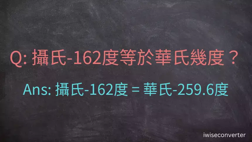 攝氏-162度等於華氏幾度？