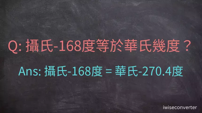 攝氏-168度等於華氏幾度？