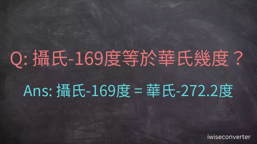 攝氏-169度等於華氏幾度？