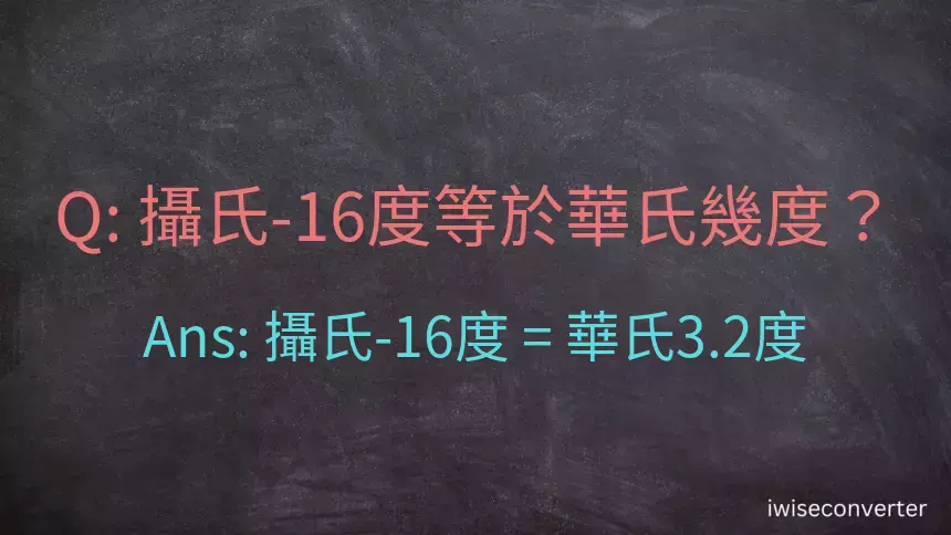 攝氏-16度等於華氏幾度？