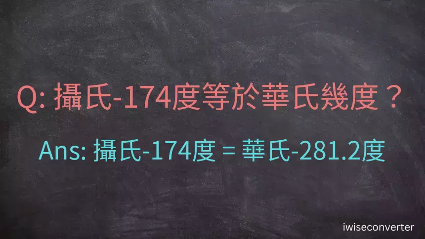 攝氏-174度等於華氏幾度？