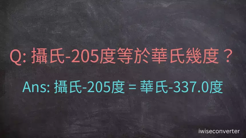 攝氏-205度等於華氏幾度？