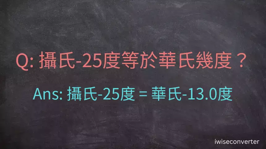 攝氏-25度等於華氏幾度？