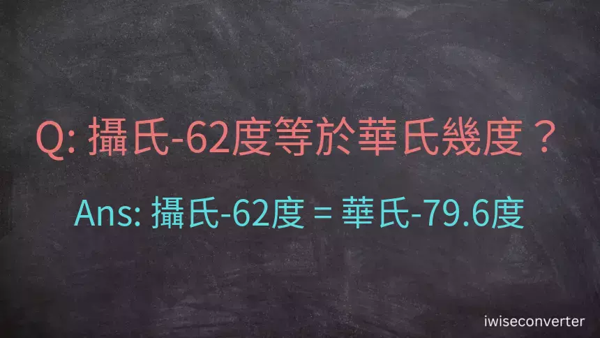 攝氏-62度等於華氏幾度？