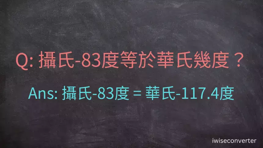 攝氏-83度等於華氏幾度？