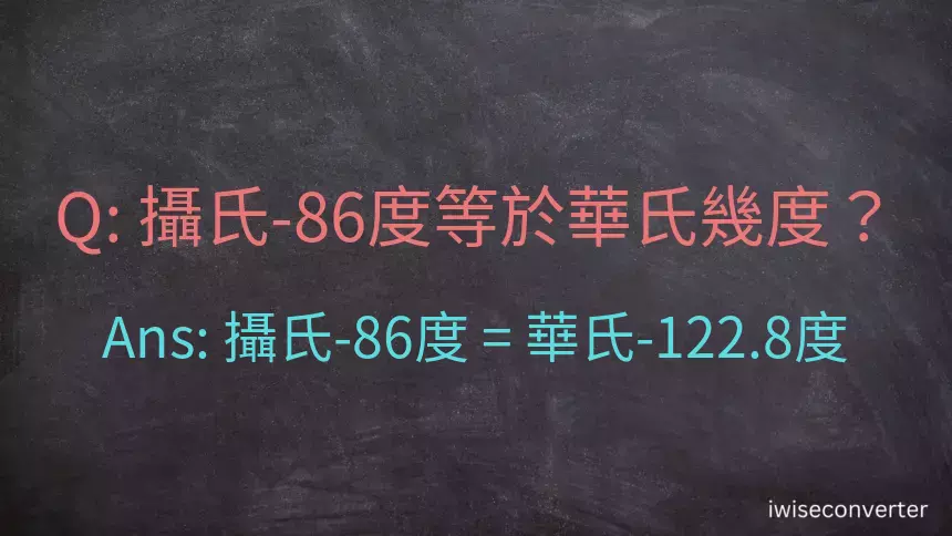 攝氏-86度等於華氏幾度？