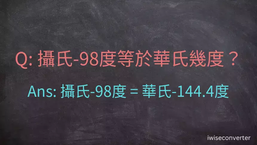 攝氏-98度等於華氏幾度？