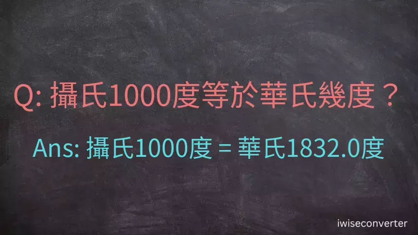 攝氏1000度等於華氏幾度？