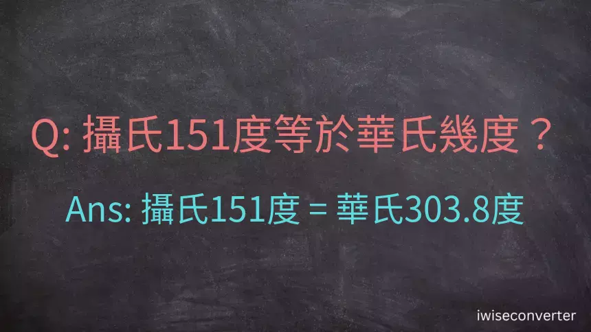 攝氏151度等於華氏幾度？