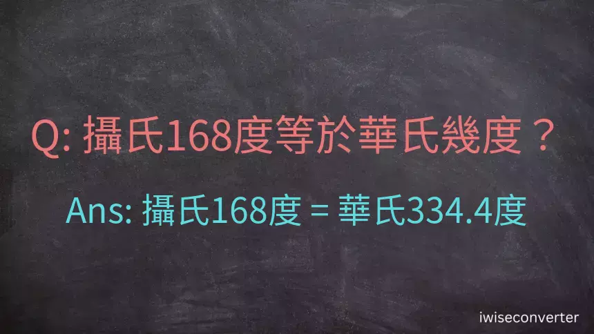 攝氏168度等於華氏幾度？