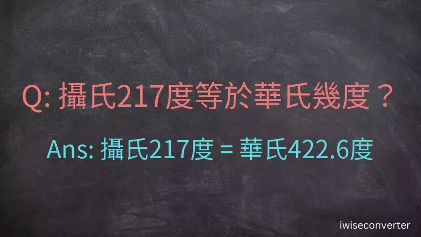 攝氏217度等於華氏幾度？