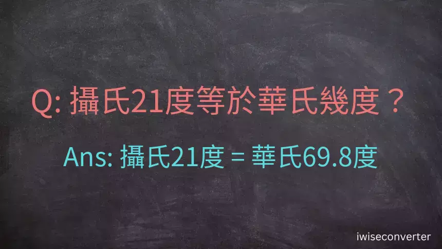 攝氏21度等於華氏幾度？