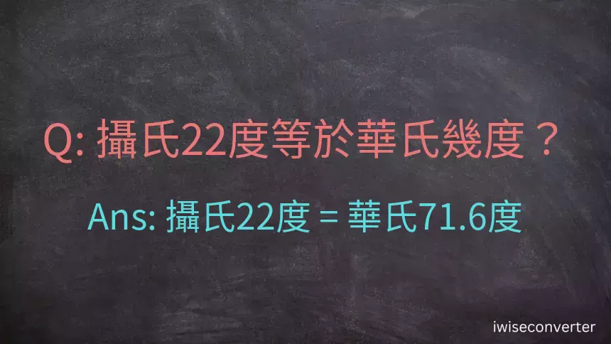 攝氏22度等於華氏幾度？