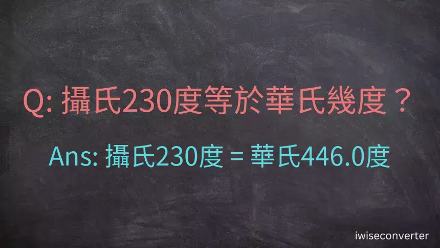 攝氏230度等於華氏幾度？