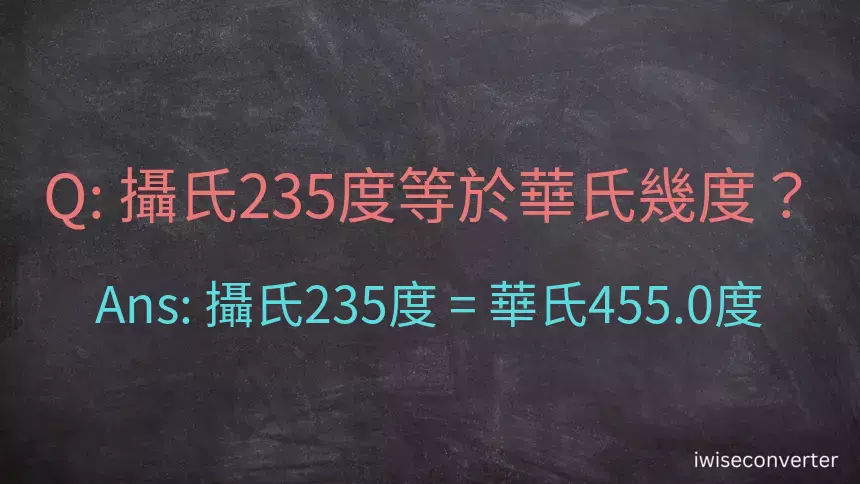 攝氏235度等於華氏幾度？